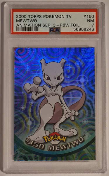 2000 Topps Pokemon TV Animation Series 3 Mewtwo #150 PSA 7 Rainbow Foil Trading Card