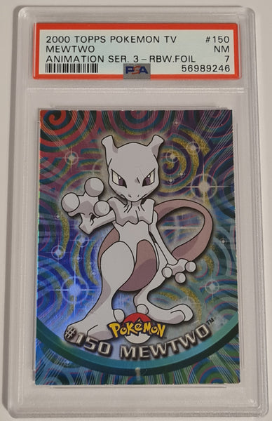 2000 Topps Pokemon TV Animation Series 3 Mewtwo #150 PSA 7 Rainbow Foil Trading Card