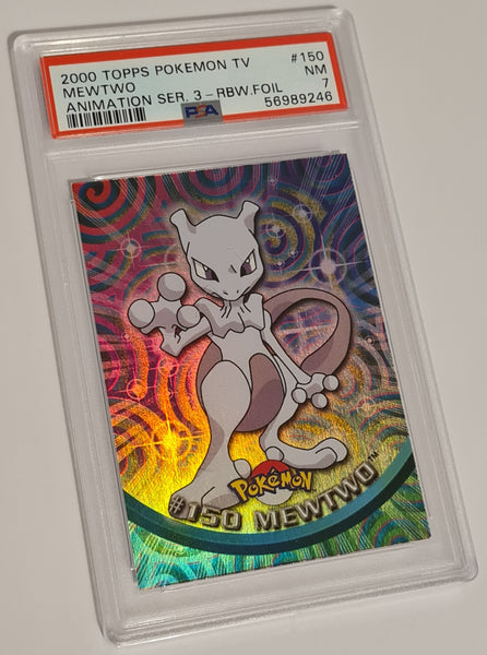 2000 Topps Pokemon TV Animation Series 3 Mewtwo #150 PSA 7 Rainbow Foil Trading Card