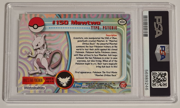 2000 Topps Pokemon TV Animation Series 3 Mewtwo #150 PSA 7 Rainbow Foil Trading Card