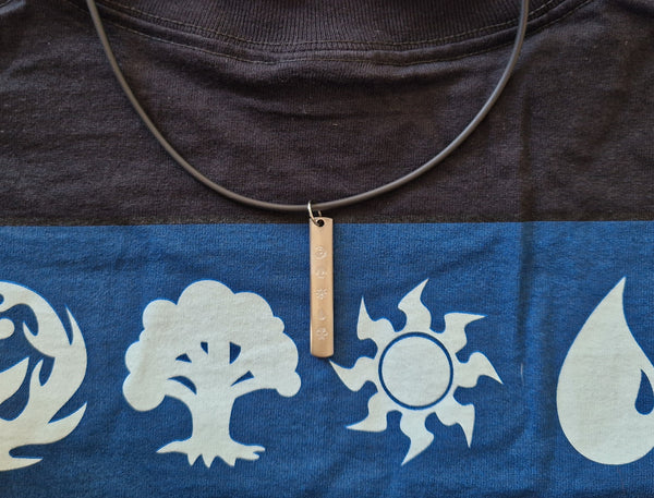 90s Magic: The Gathering - MTG 'Check My Back!' T-shirt L Black (Vtg) - With Necklace!