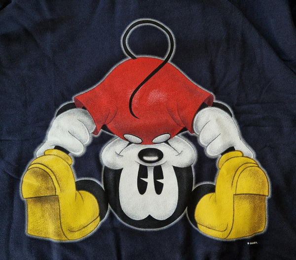 90s Mickey Mouse - Disney ELMI Mickey Sweater XL Dark Blue (Vtg)