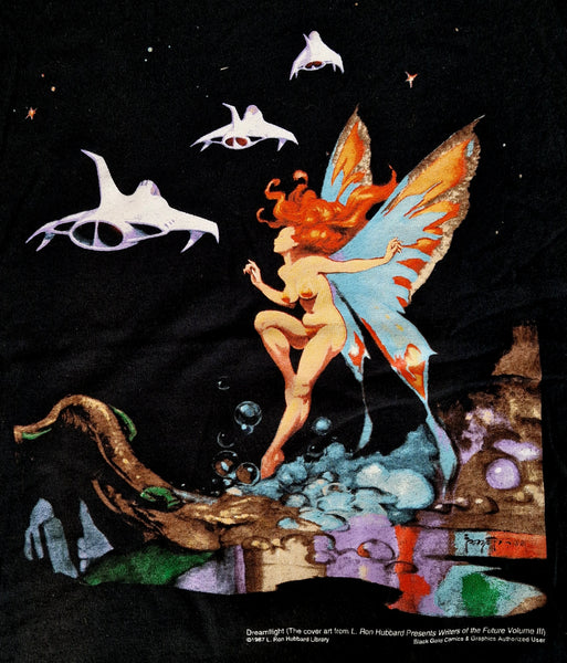 1987 Dreamflight - Writers Of The Future Volume III Frank Frazetta T-Shirt L Black (Vtg)