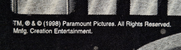 1998 Star Trek - Paramount Pictures Star Trek T-Shirt One Size Fits All Black (Vtg)