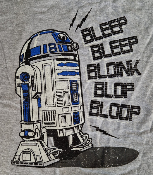 2014 Star Wars - R2 Speaks T-Shirt XL Light Grey (Vtg)