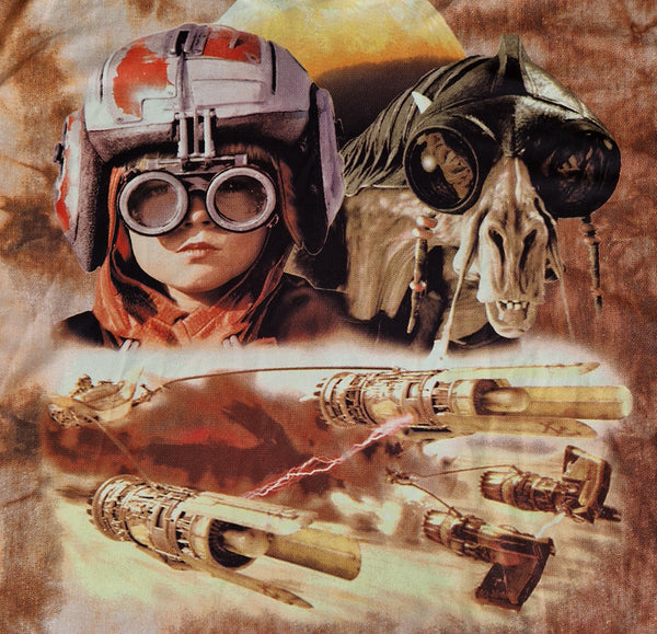 1999 Star Wars Episode One Phantom Menace Tatooine Anakin Skywalker All Over Print T-shirt XL Light Brown (Vtg)