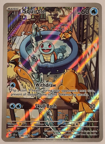 Pokemon Scarlet and Violet Stellar Crown Squirtle #148/142 Illustration Rare Holo Trading Card