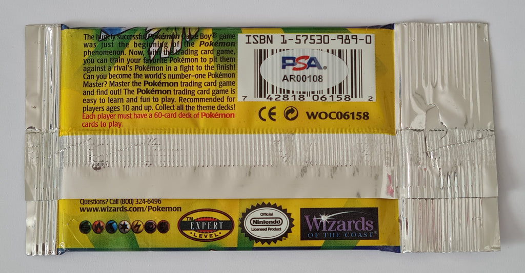 pokemon base set booster pack long crimp 1999 Pokemon Base Set Unlimited 'Long Crimp' Booster Pack PSA/DNA Cert – Rotterdam Comics