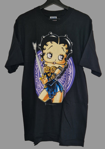 1998 Betty Boop - Warrior Boop T-shirt L Black (Vtg)