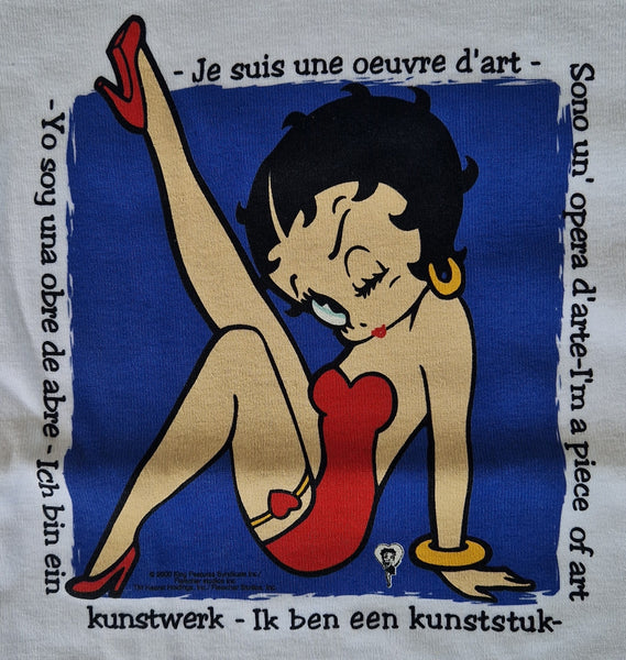 90s Betty Boop ''I'm A Piece Of Art'' T-shirt L White (Vtg)