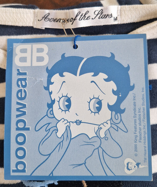 2000 Betty Boop - Betty's Angel Long Sleeve Shirt M Navy/White (Vtg)