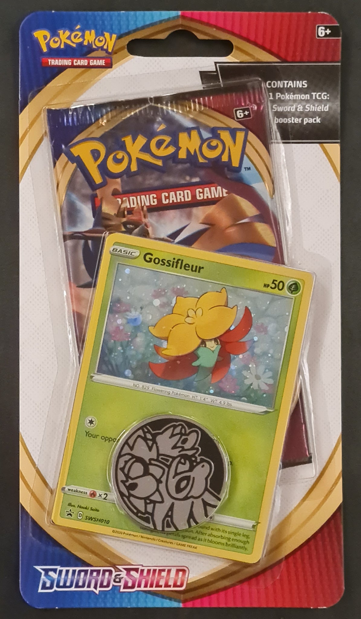 Pokemon Sword and Shield Base Set Sealed Checklane Blister Booster Pack (w/ Gossifleur Promo & Coin)