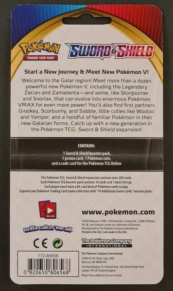 Pokemon Sword and Shield Base Set Sealed Checklane Blister Booster Pack (w/ Gossifleur Promo & Coin)