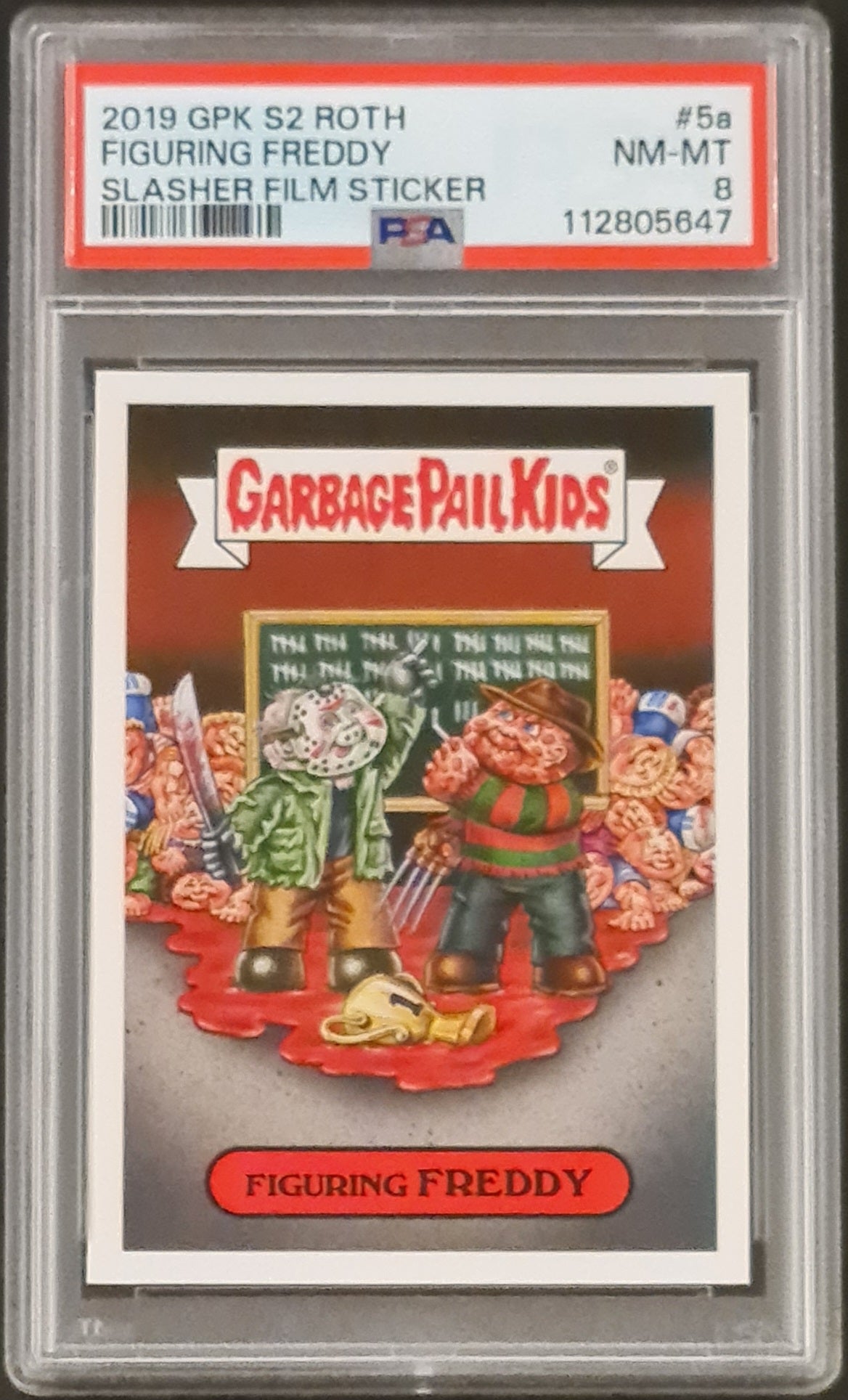 2019 Topps Garbage Pail Kids Revenge of Oh, the Horror-ible Slasher Film Figuring Freddy #5a PSA Near Mint/Mint 8 Trading Card