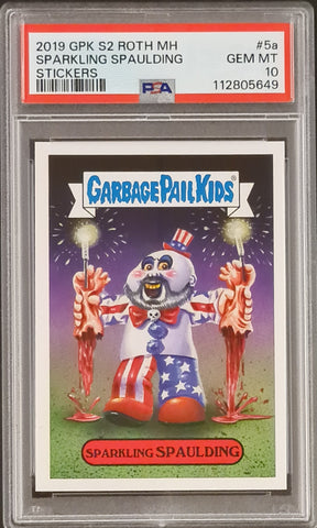 2019 Topps Garbage Pail Kids Revenge of Oh, the Horror-ible Modern Horror Sparkling Spaulding #5a PSA Gem Mint 10 Trading Card (Pop 3)