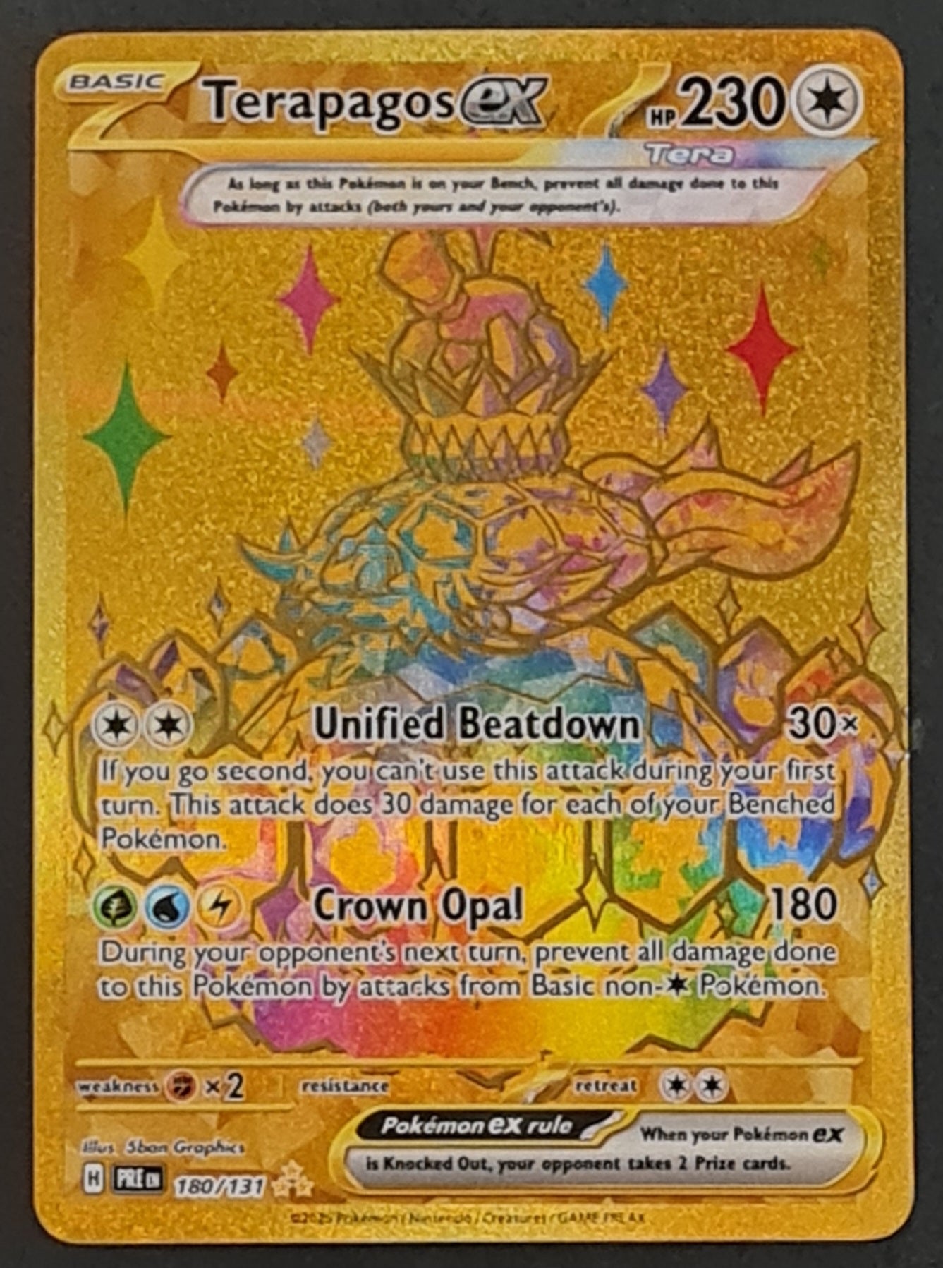 Pokemon Scarlet and Violet Prismatic Evolutions Terapagos Ex #180/131 Secret Rare Holo Trading Card