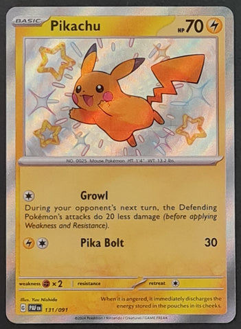 Pokemon Scarlet and Violet Paldean Fates Pikachu #191/091 Shiny Rare Trading Card