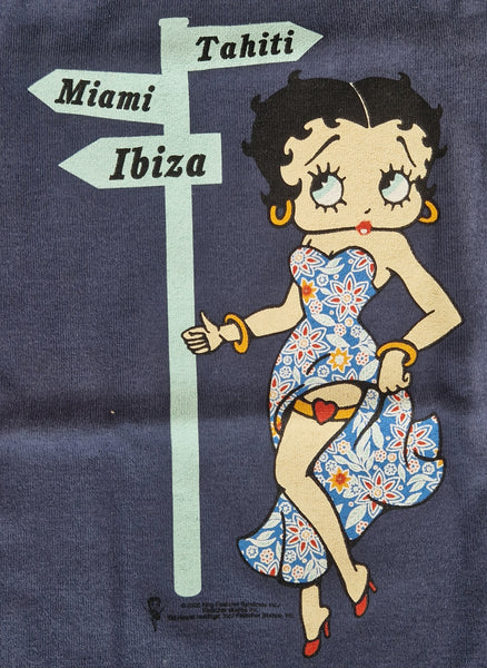 2000 Betty Boop - Tahiti Miami Ibiza Tank Top L Navy (Vtg)
