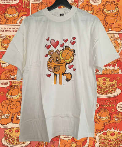 90s Garfield - Hearts T-Shirt XL White (Vtg)