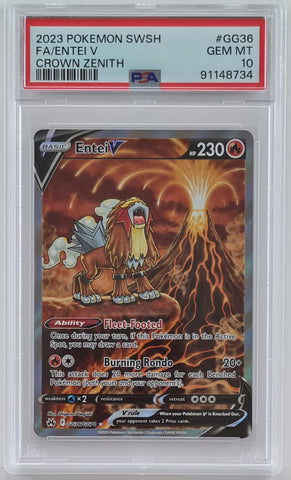 Pokemon Sword and Shield Crown Zenith Entei V #TG36/GG70 PSA Gem Mint 10 Galarian Gallery Special Illustration Rare Holo Trading Card