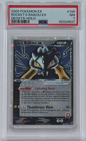 Pokemon Ex Deoxys Rocket's Raikou Ex #108/107 PSA 7 Secret Rare Holo Trading Card