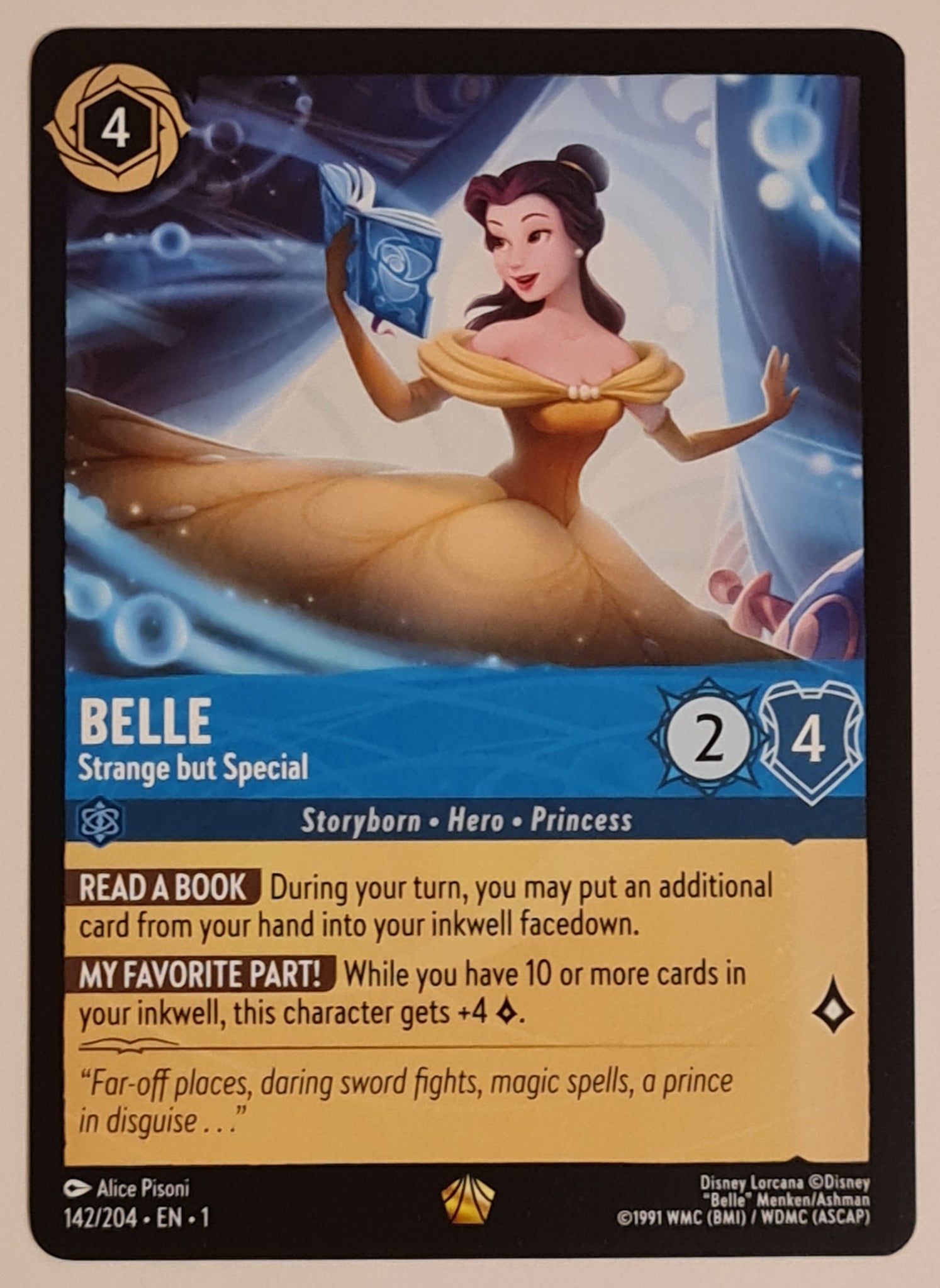 Disney Lorcana the First Chapter Belle Strange but Special V.1. #142/204 Legendary Rare Trading Card