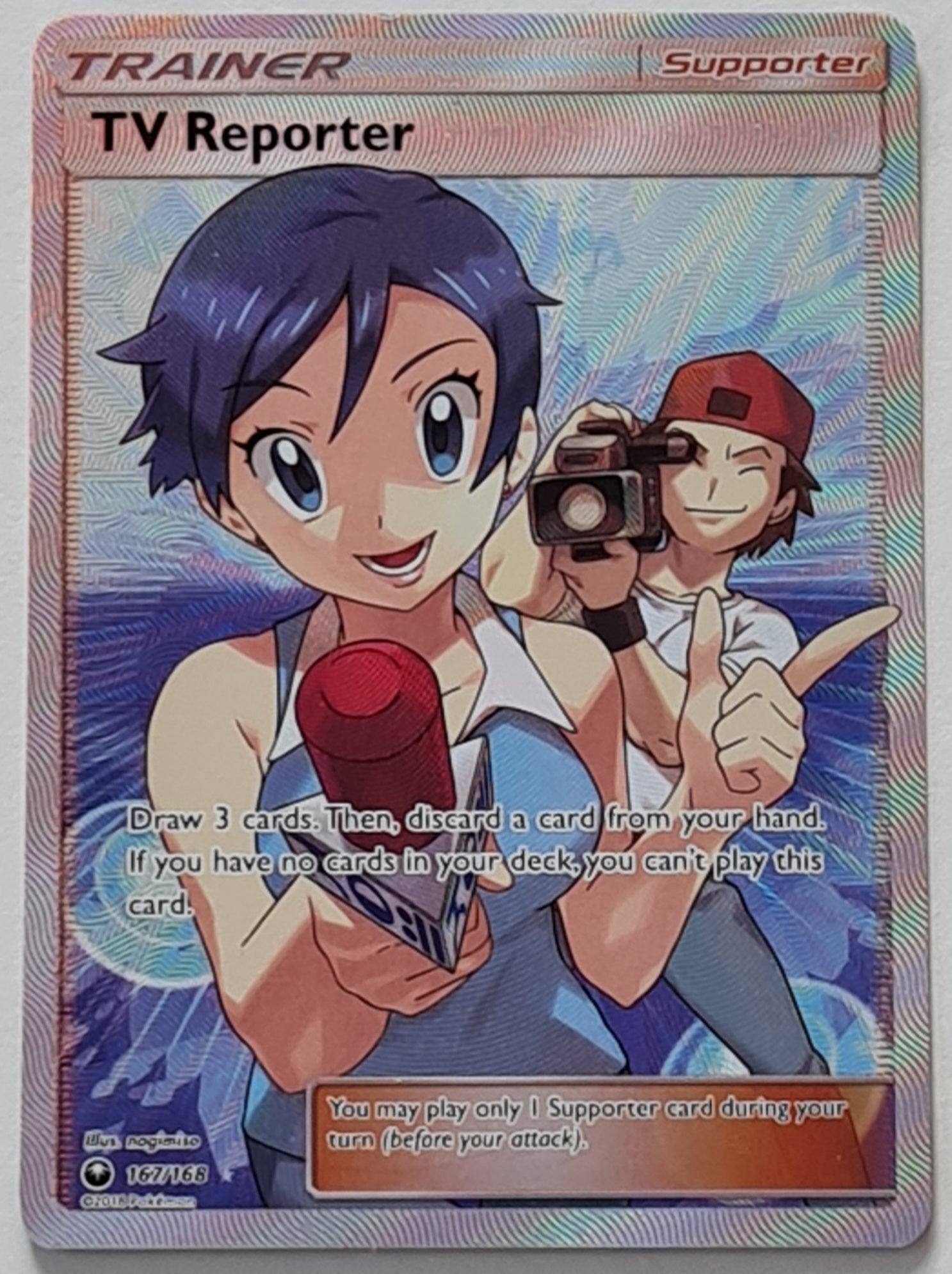 Pokemon Sun and Moon Celestial Storm TV Reporter #167/168 Ultra Rare Holo Trading Card