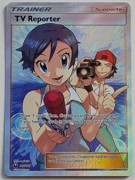 Pokemon Sun and Moon Celestial Storm TV Reporter #167/168 Ultra Rare Holo Trading Card