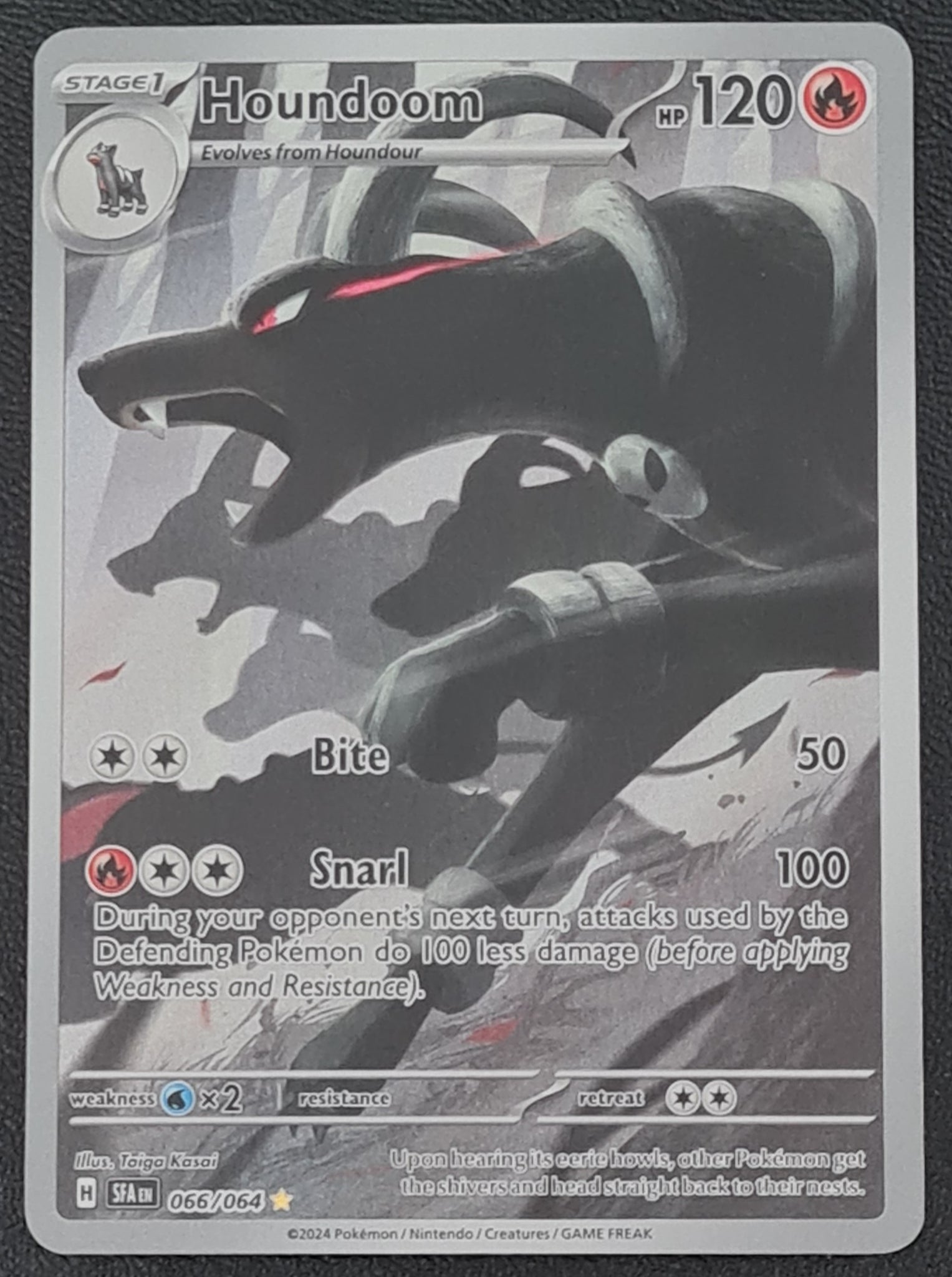 Pokemon Scarlet and Violet Shrouded Fable Houndoom #066/064 Illustration Rare Holo Trading Card