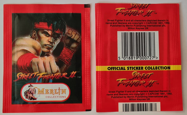 1992 Merlin Street Fighter II Sealed Sticker Pack