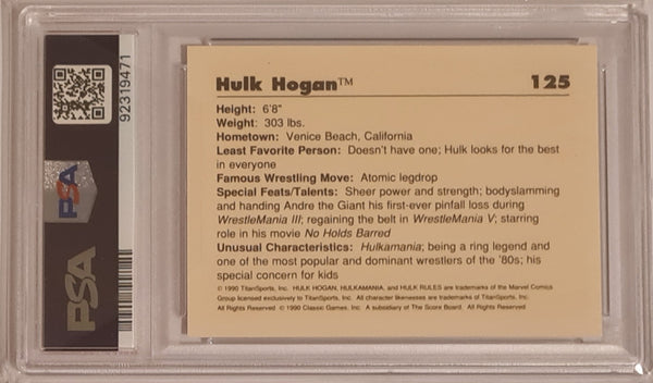 1990 Classic WWF Hulk Hogan #125 PSA Mint 9 Trading Card
