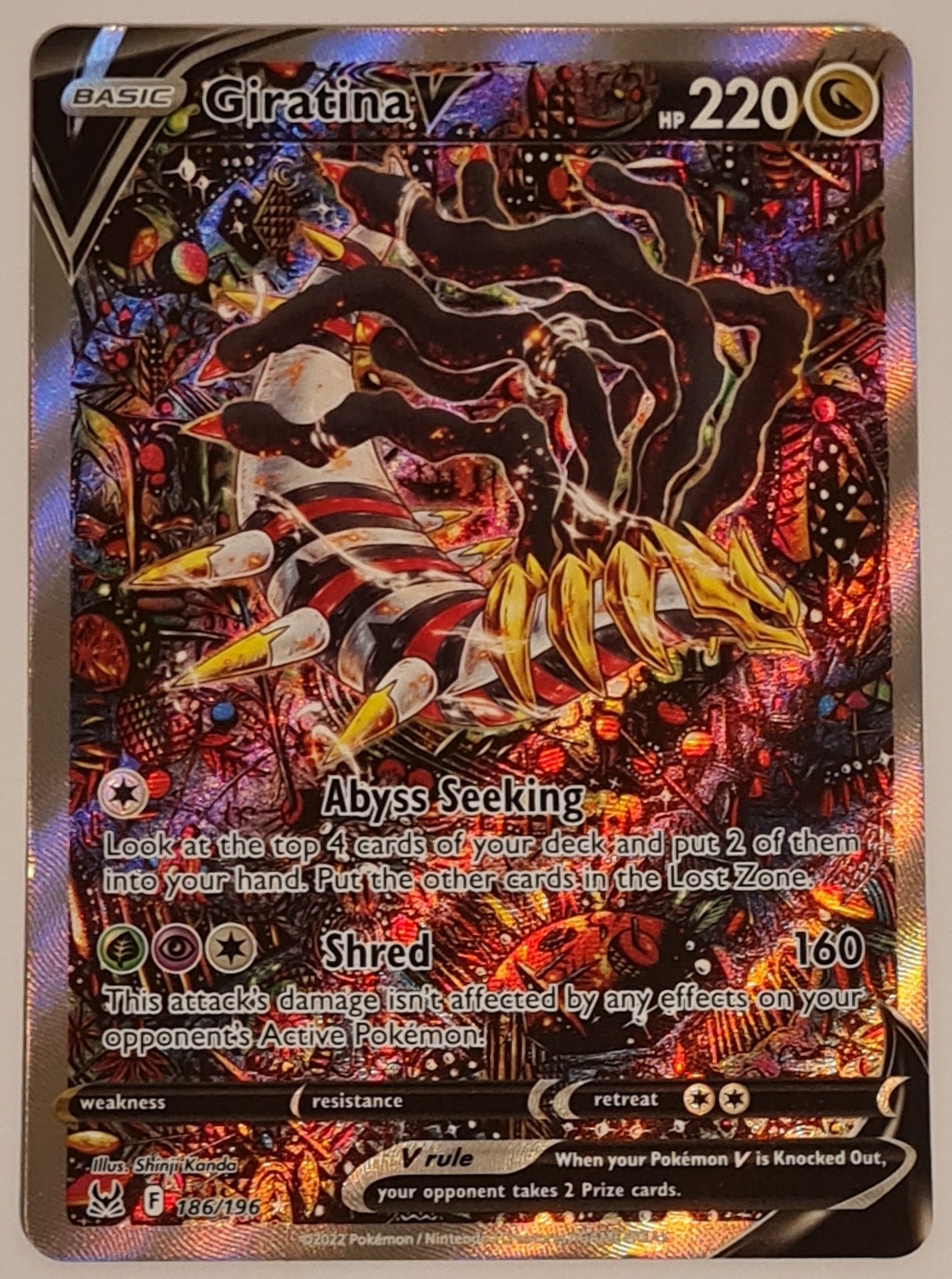 Pokemon Sword and Shield Lost Origin Giratina V #186/196 Special Illustration Rare Holo Trading Card