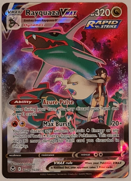 Pokemon Sword and Shield Silver Tempest Rayquaza Vmax #TG20/TG30 Trainer Gallery Special Illustration Rare Holo Trading Card