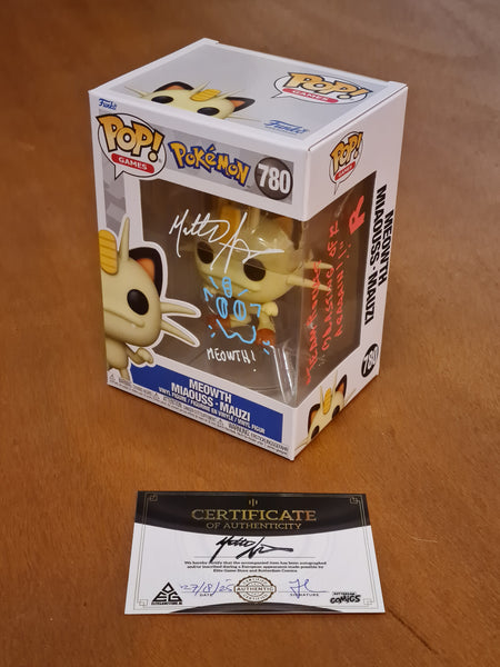 Funko Pop! Pokemon Meowth #780 Vinyl Figure (Matthew Sussman Autographed w/ Sketch and Quote)