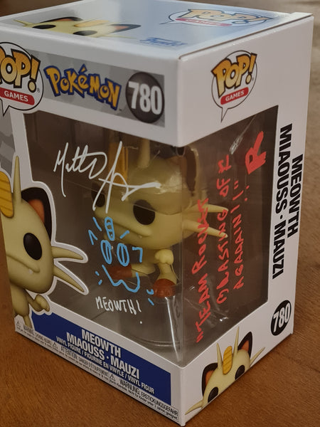 Funko Pop! Pokemon Meowth #780 Vinyl Figure (Matthew Sussman Autographed w/ Sketch and Quote)