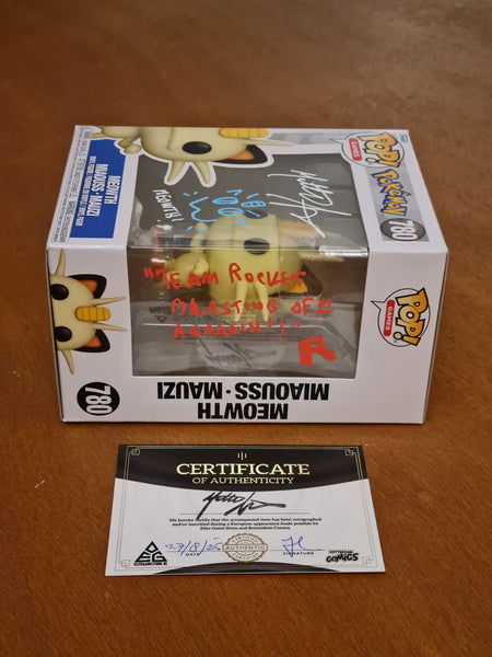 Funko Pop! Pokemon Meowth #780 Vinyl Figure (Matthew Sussman Autographed w/ Sketch and Quote)