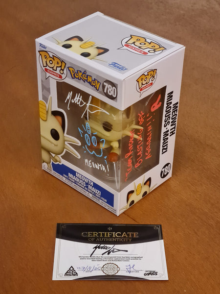 Funko Pop! Pokemon Meowth #780 Vinyl Figure (Matthew Sussman Autographed w/ Sketch and Quote)
