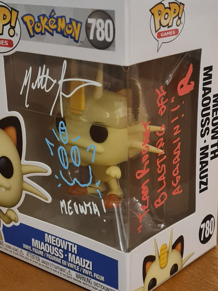 Funko Pop! Pokemon Meowth #780 Vinyl Figure (Matthew Sussman Autographed w/ Sketch and Quote)