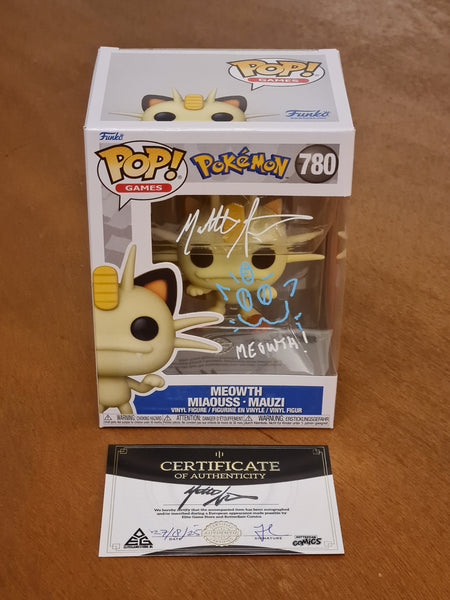 Funko Pop! Pokemon Meowth #780 Vinyl Figure (Matthew Sussman Autographed w/ Sketch and Quote)