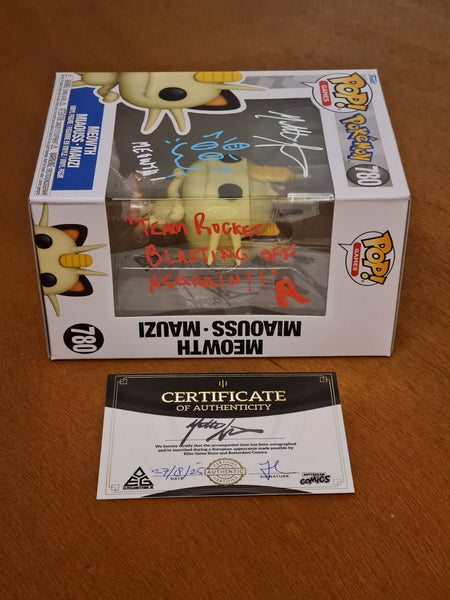 Funko Pop! Pokemon Meowth #780 Vinyl Figure (Matthew Sussman Autographed w/ Sketch and Quote)