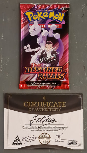Pokemon Scarlet and Violet Destined Rivals Sealed Booster Pack (Signed by Ted Lewis)
