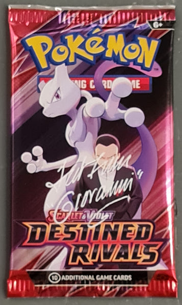 Pokemon Scarlet and Violet Destined Rivals Sealed Booster Pack (Signed by Ted Lewis)