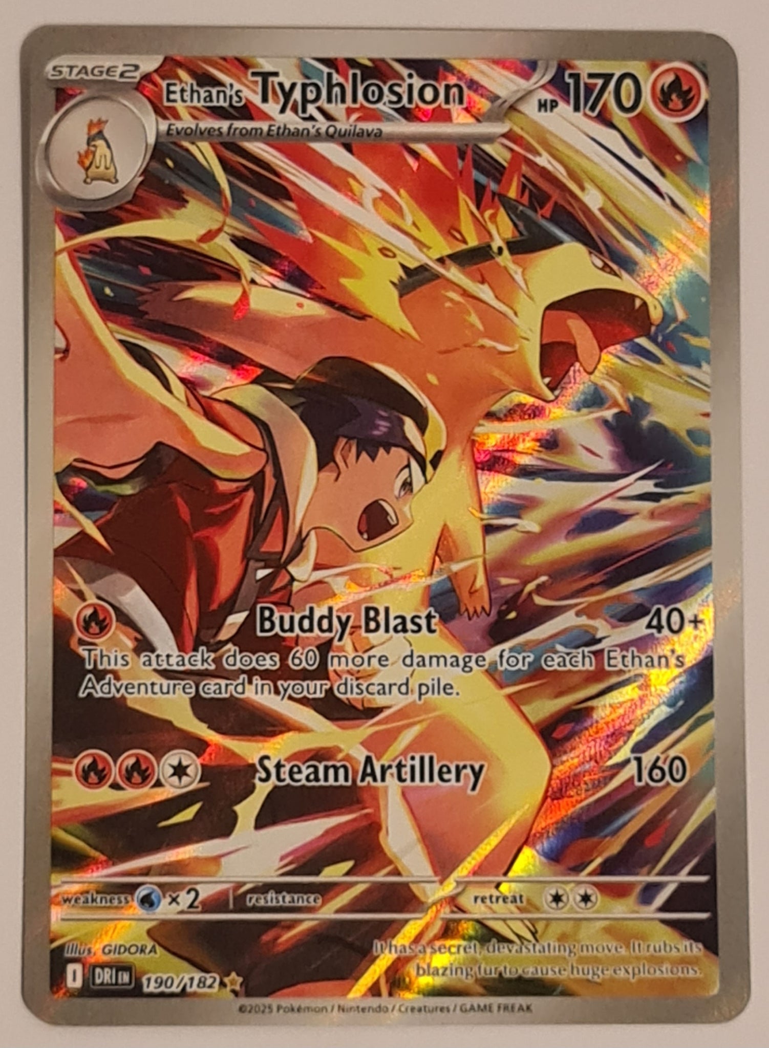 Pokemon Scarlet and Violet Destined Rivals Ethan's Typhlosion #190/182 Illustration Rare Holo Trading Card