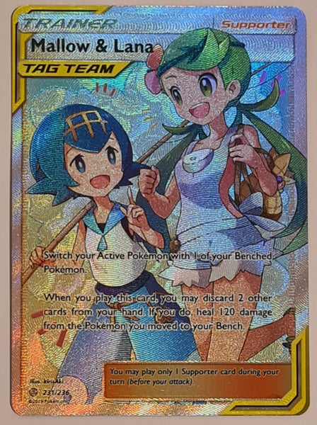Pokemon Sun and Moon Cosmic Eclipse Mallow & Lana #231/236 Ultra Rare Holo Trading Card
