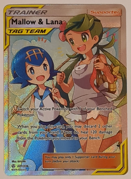 Pokemon Sun and Moon Cosmic Eclipse Mallow & Lana #231/236 Ultra Rare Holo Trading Card