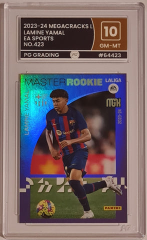 2023-24 Panini Megacracks Liga EA Sports Lamine Yamal #423 PG Grading 10 Master Rookie Card (Only debut jersey #71 card!)