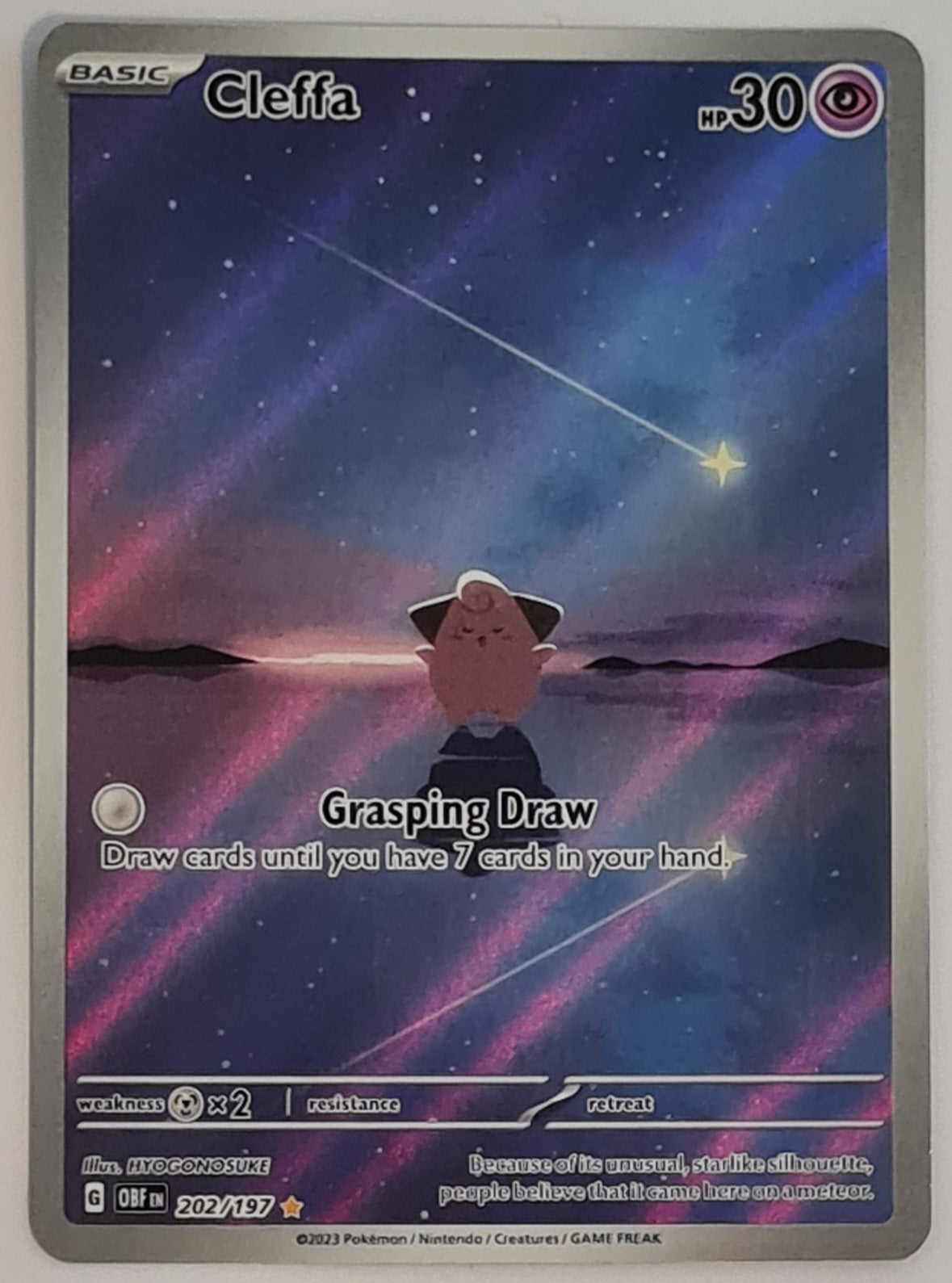Pokemon Scarlet and Violet Obsidian Flames Cleffa #202/197 Illustration Rare Holo Trading Card