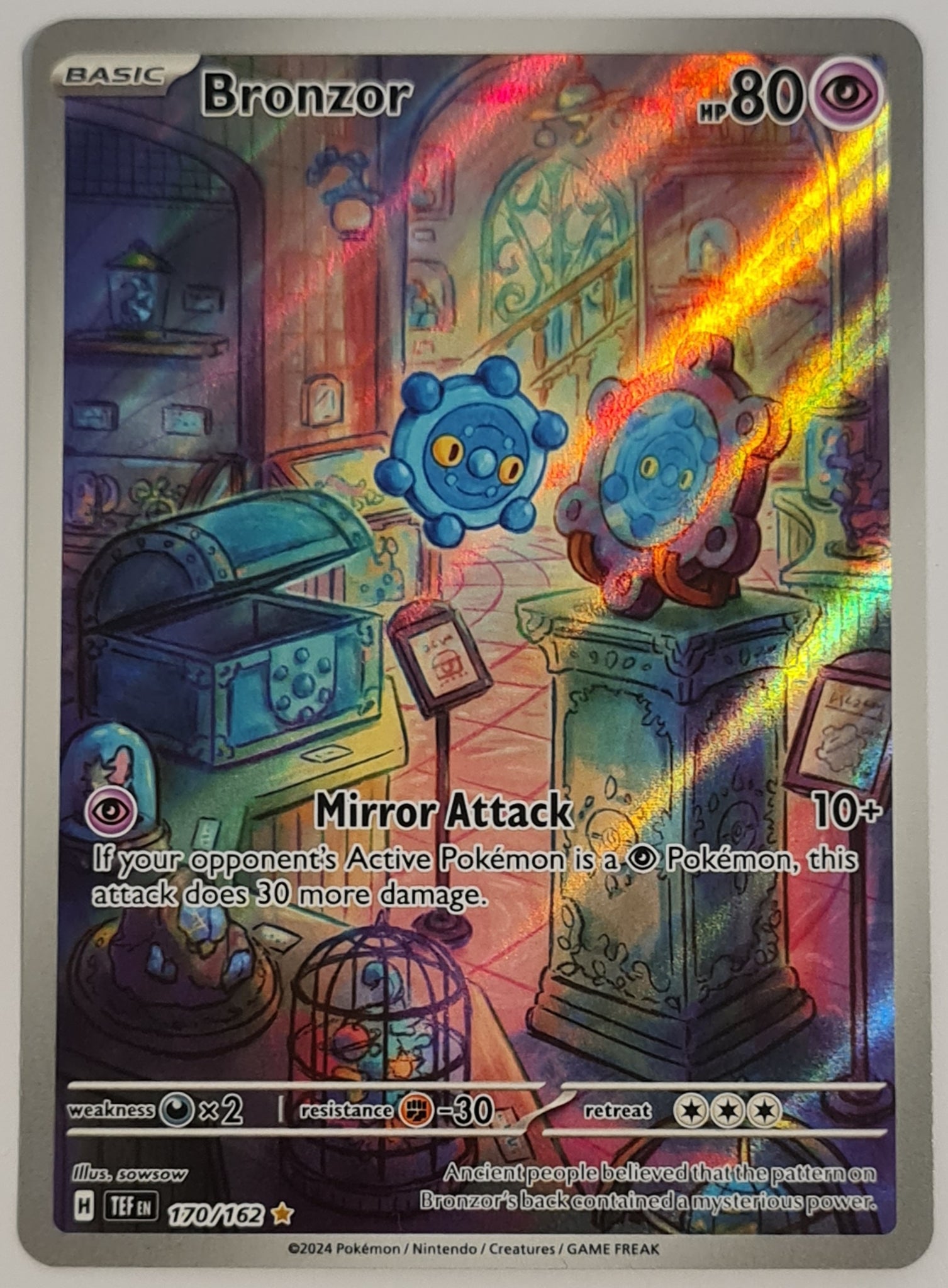 Pokemon Scarlet and Violet Temporal Forces Bronzor #170/162 Illustration Rare Holo Trading Card