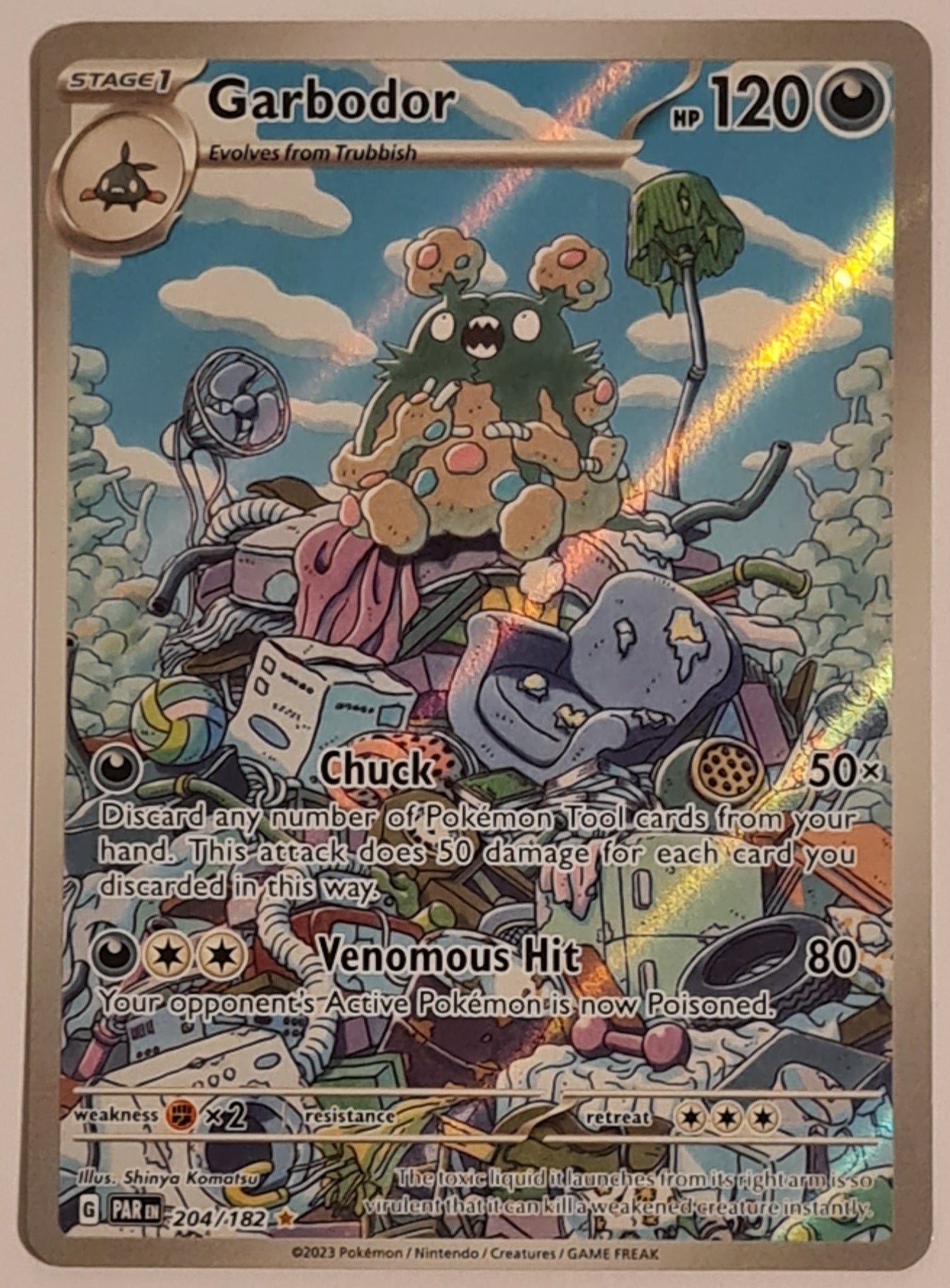 Pokemon Scarlet and Violet Paradox Rift Garbodor #204/182 Illustration Rare Holo Trading Card