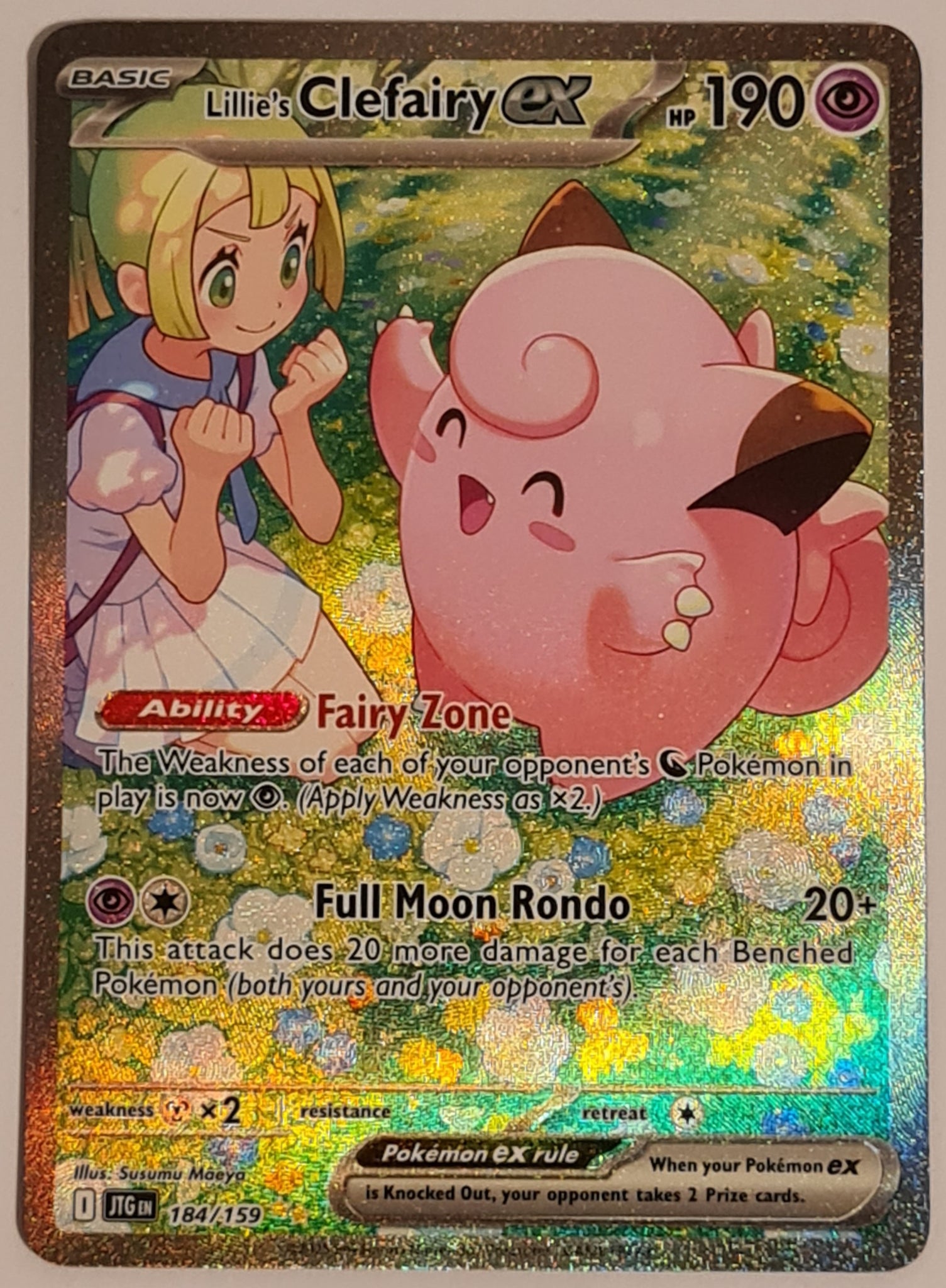Pokemon Scarlet and Violet Journey Together Lillie's Clefairy Ex #184/159 Special Illustration Rare Holo Trading Card
